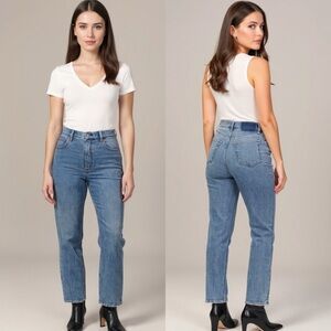 ABERCROMBIE & Fitch Ankle Straight Ultra High Rise Curve Love Blue Jeans 35/20L